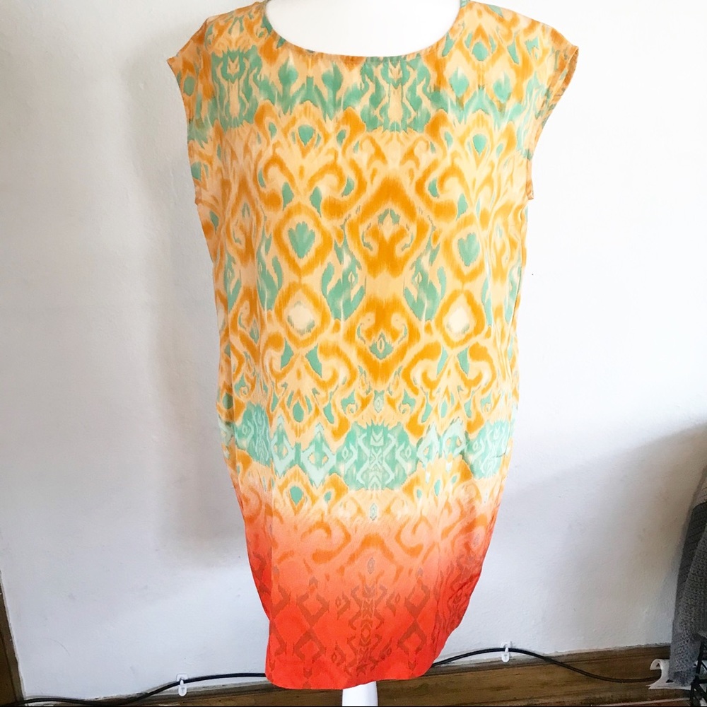 BETH BOWLEY 100% Silk Vibrant Sheath Dress Size 2